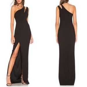 Revolve Likely Black Roxy One Shoulder Two Strap Gown (Sold out online)
